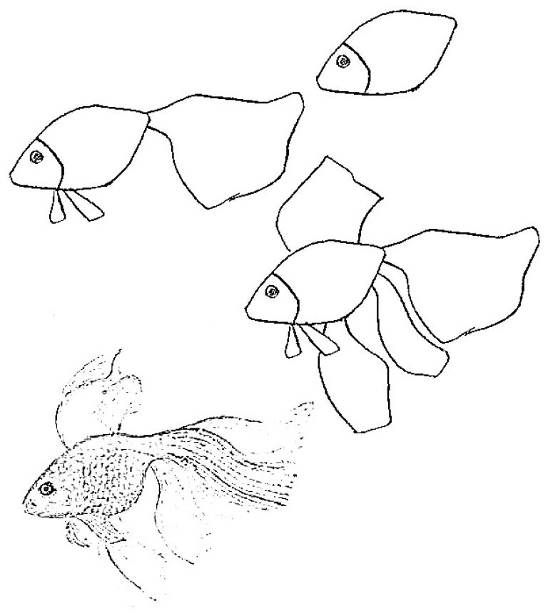 Как рисовать рыбку золотую рыбку
