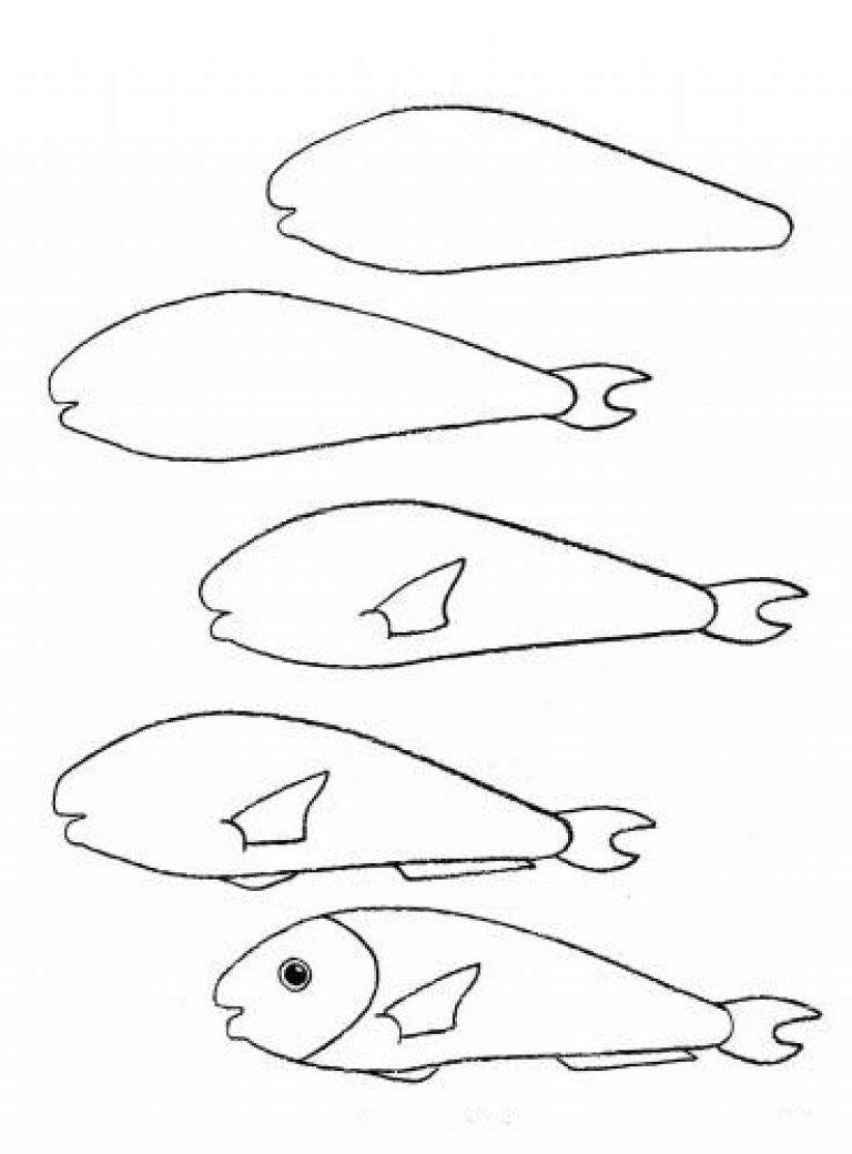 Рыба поэтапное рисование карандашом для детей