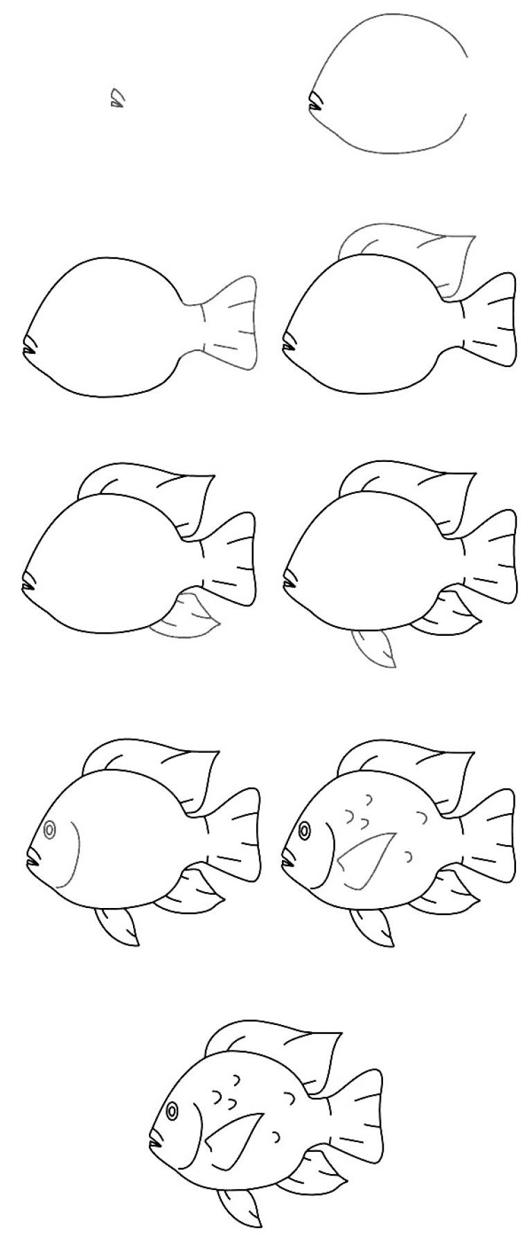 Рыбка пошаговое рисование