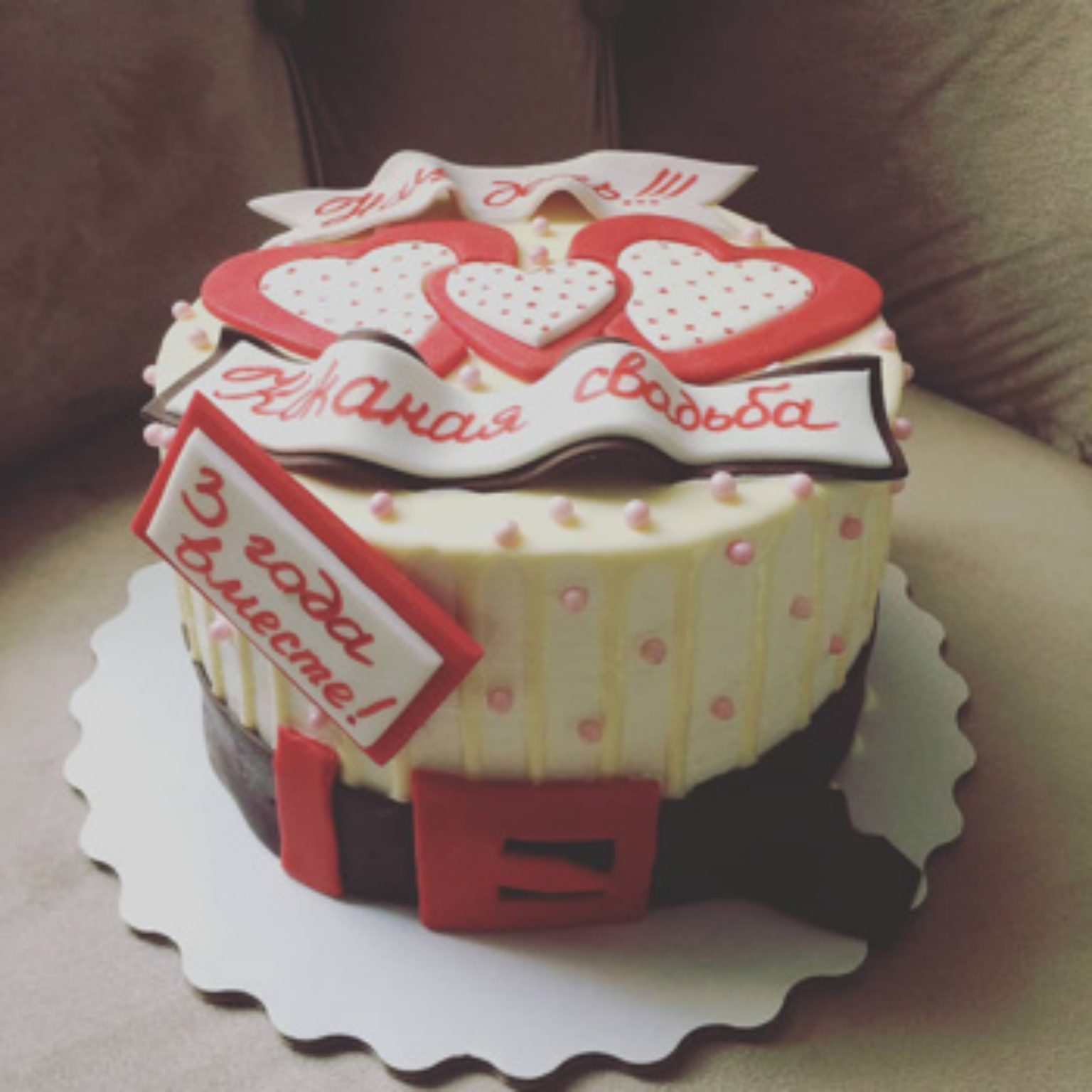 Дизайн тортиков на три года свадьбы